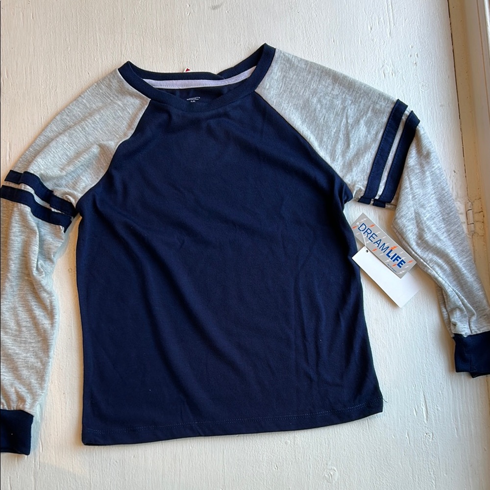 Navy and Gray Long Sleeve Raglan Tee